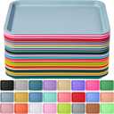 Mumufy 24 Pcs Plastic Fast Food Trays Bulk Colorful Restaurant Serving Trays Cafeteria Rectangular Plastic Serving Platter Grill for Kitchen Restaurant Coffee (Retro Color)