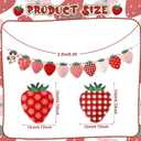SmoothNovelty Strawberry Felt Banner Garland Decor Vintage 3D Strawberry Hanging Garland with Wooden Beads for Back to School Birthday Party Baby Shower DIY Home Wall Fireplace Decor(Bright)