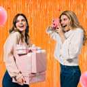 3 x 2PCS Macaron Orange Party Streamers 3.3x8.3Ft Foil Fringe Backdrop Curtains Tinsel Streamers Birthday Party Decorations Fringe for Graduation Wedding, Baby Shower Disco Party Anniversary Streamers