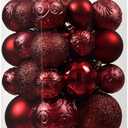 Christmas Ball Ornaments - 29pcs Shatterproof Christmas Ornaments Set Plastic Hanging Christmas Decorations for Xmas Tree Holiday Party Decor, 6 Styles in 4 Sizes (Burgundy)