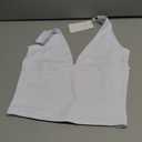 REORIA Butsmooth Womens Trendy Sexy Plunge Deep V Neck Sleeveless V Backless Going Out Tank Bodysuits Tops (Small, White)