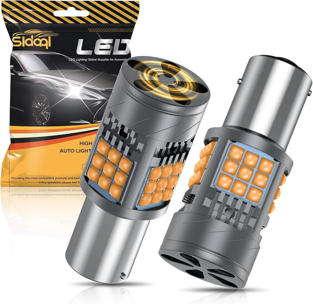 Sidaqi 1157 LED Bulb Amber CANBUS Error Free 6000LM 36SMD 7528 LED Turn Signal Bulb 2357 Built-in Load Resistor Anti Hyper Flash for Front Rear Turn Signal Light-2PCS