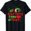 My Grandkids Stole My Heart Christmas Holiday Grandma Pajama T-Shirt Medium