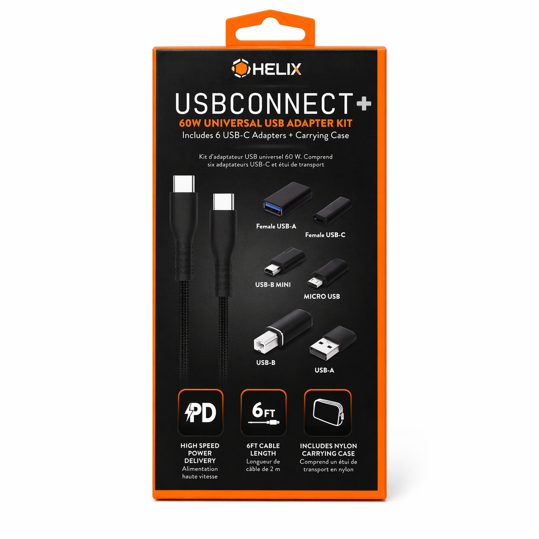 Helix Includes 6 USB-C Adapters + Carrying Case