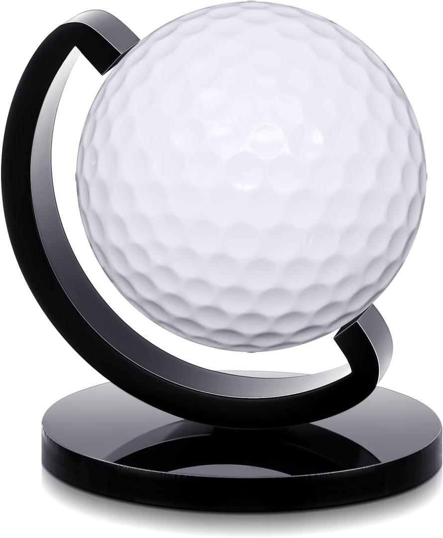 Wenqik 1 Pcs Globe Shaped Golf Ball Display Stand, Tabletop Acrylic Ball Holder, Single Hole Frame Case for Desk Bookshelf Bookcase Shelf Mantel Decor, Golf Gift for Dad, Father, Grandfather (Black)