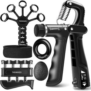 Grip Strength Trainer Kits (5 Pack), Forearm Strengthener with Adjustable Resistance, Grip Strength Tester, Finger Strengthener, Hand Gripper Strengthener for Muscle Building Injury Recover