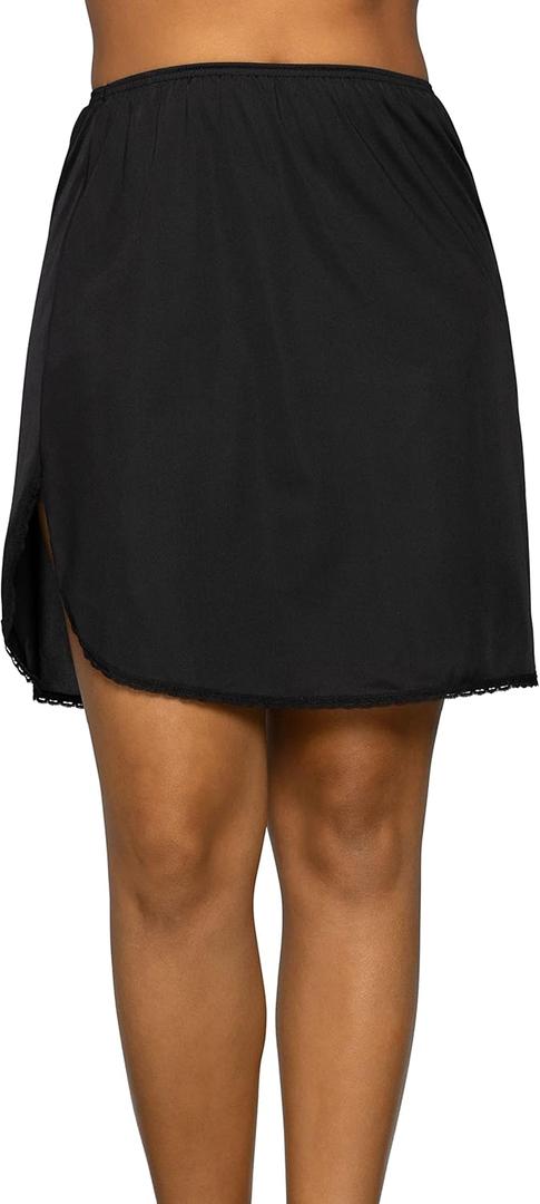 Vanity Fair Women's Anti-Static Nylon Half Slip for Under Dresses,  (Large, 20 Inch - Single Slit - Black)