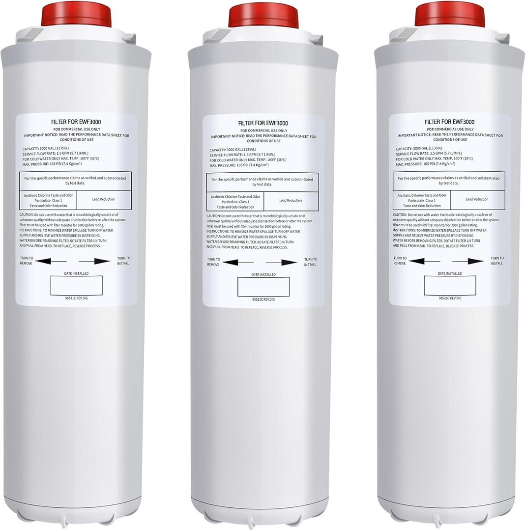 MIV Water Filter Replacement for EWF3000, No Chip, 3 Pack, Compatible with LZS8WSLK LZS8WSSP LZS9WSSP LZSTL8WSSP LZSTL8WSLP Bottle Filling Stations