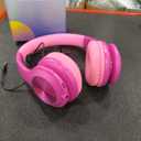 QearFun Kids Bluetooth Headphones, 60H Playtime, 74/85/94dB Safe Volume Limit, Metallic Gradient Wireless Headset with HD Mic, Fast Charging, Foldable, Wired 3.5mm Mode for School/Tablet/Travels (Pink)