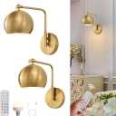 Powfloven Gold Battery Operated Wall Sconces Set of 2, Rechargeable Cordless Wall Light Fixture with Remote, Dimmable Wireless Battery Powered Wall Decor Lighting Lamp for Bedroom Living Room