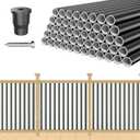 TOCRETOARE 100 Pack 36" Aluminum Deck Balusters, Balusters for Deck Railing, 3/4" Diameter Hollow Round Black Metal Deck Spindles for Deck Railing Stair Porch (100, 36)