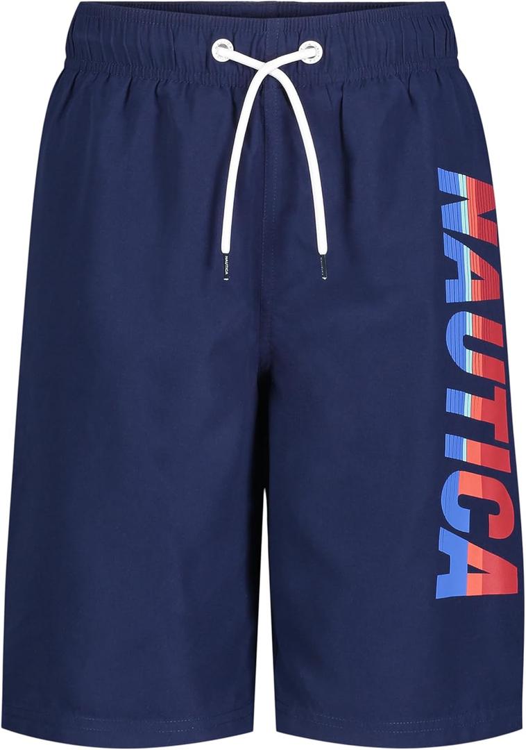 Nautica Boys 4-7 Swim Trunk (10-12, Vert Logo J Navy)