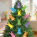 12 PCS Easter Tree Picks Bunny Egg Tree Signs with Stakes Cute Easter Tree Topper Vase Decor, Hanging Ornaments for Spring Party Decorations 7.8 x 5.7 inch (Bunnies)