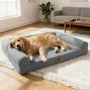 Sytopia 42 Inch Indestructible Dog Beds for Large Dogs, Big Chew Proof Orthopedic Egg Crate Foam Pet Bed with Washable Removable Cover and Anti-Slip Bottom, Grey