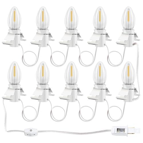 Sousery Christmas Village Lights with 10 LED Warm-White Bulb,Decoration for Christmas Village Houses,Halloween Holiday,C7 Light Cord