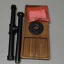 MyGift Premium Acacia Solid Wood and Industrial Black Metal Pipe T-Bar Over Ear Headphones Holder, Tabletop Dual Headphone Display Stand with Accessories Tray