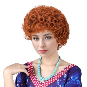 Red Curly Wig Short Orange Mrs Rober Wig Ginger Halloween Costume Wigs For Women