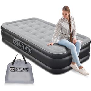 EZ INFLATE Double High Luxury Air Mattress with Built in Pump, Inflatable Mattress (16" Twin Size)