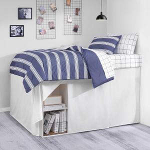 Nautica - Twin XL Bedskirt, 42-inch Drop Cotton Bedding, Split Corner for Secure Fit, Oeko-Tex Certified (Solid White)