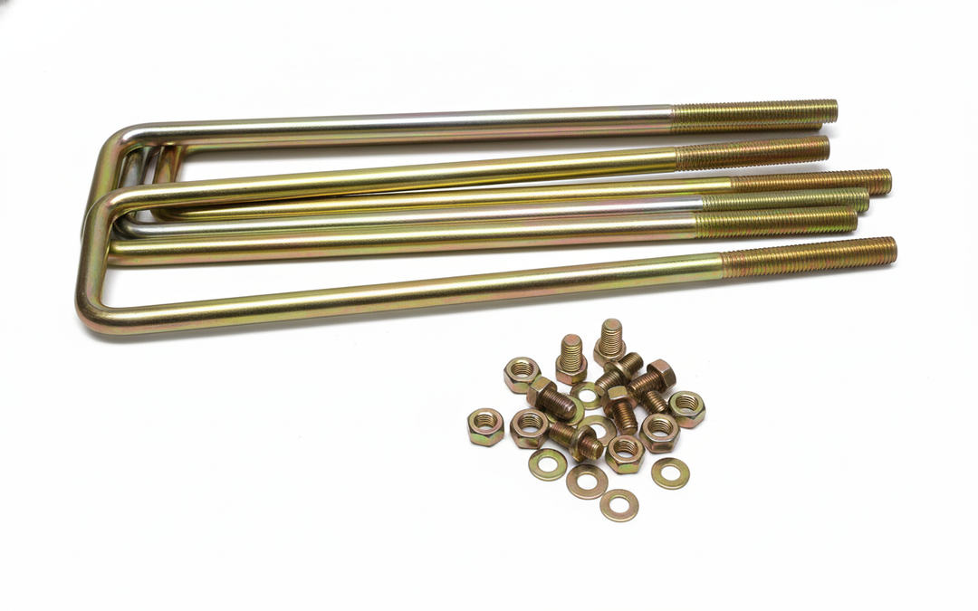 RealTruck SUPERLIFT SUSPENSION U-Bolt Kit | Square U-Bolts 5/8 x 3-1/4 x 16 | 11884 | 4 Pack of U-Bolts with Hardware