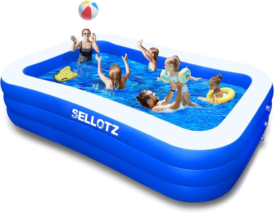 SELLOTZ Inflatable Pool for Kids and Adults, 120" X 72" X 22" Oversized Thickened Family Swimming Pool for Toddlers, Outdoor, Garden, Backyard, Summer Water Party (Large)