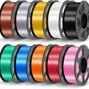 JAYO Silk PLA Filament Bundle 1.75mm 11KG, Metal-Like Shiny 3D Printer Filament, 1.1kg per Spool, Spool of 10, Black, White, Light Gold, Silver, Red Copper, Pink, Red, Blue, Green, Orange