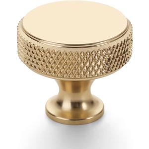 10 Pack 1-1/5"(30mm) Gold Knurled Cabinet Knobs for Dresser Kitchen Knobs for Cabinets Brushed Gold Cabinet Pulls Hardware