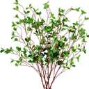 AUSTOR Packs 45" Artificial Ficus Stems Faux Green Stems Branches Leaf Stem Fake Green Bushes Shrubs Ficus Twig Stem for Vase Filler Home Wedding Office Decor, Pack Of 4