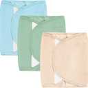 3-Pack Newborn Swaddle Wrap, Adjustable Velcro Swaddles Strap for Infants, Baby Arm Swaddle Band (Small, Light Sage+Oat+Baby Blue)