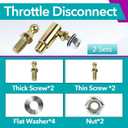 2 Sets Throttle Disconnect, Quick Release Ball Joint, 10-32 in Female Thread Compatible with Allstar Throttle Cable Ball End, Throttle Cable End, Steel Carburetor Connecting Rod