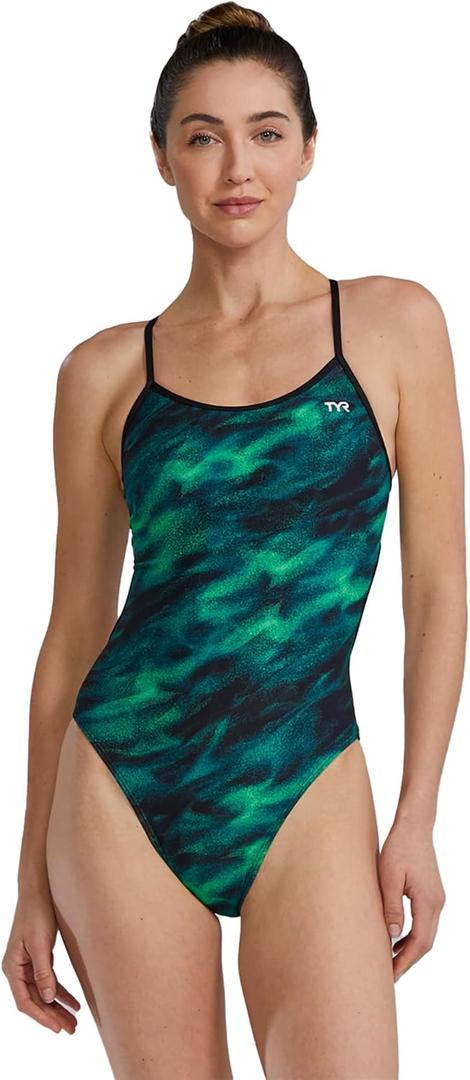 TYR Women's Durafast Elite Trinityfit Swimsuit (34, Green/Soren)