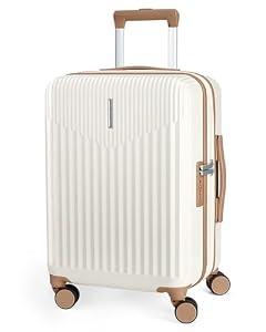 BAGSMART Carry On Luggage 22x14x9 Airline Approved with Spinner Wheels, 100% PC Hardside Expandable Luggage with TSA Lock for Trips, 20 Inch Rolling Suitcases for Men Women, Beige
