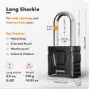 2.3in Long Shackle Outdoor Combination Lock Heavy Duty, Large, Weatherproof Padlock with Code for Gates, Fences, Sheds, Lockers, Cabinets, Storage Units 1-Pack, Black