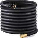 Garden Hose 5/8" x 100ft - Brass Rubber Heavy Duty Water Hose 600 PSI Burst Pressure, Durable Flexible Hose for Yard, Car Wash, Pets Black