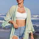 Spadehill Summer Women's Solid Color Beach Kimonos Dressy Lace Cover Up Light Weight Cardigan Light Green XL (Green, XL)