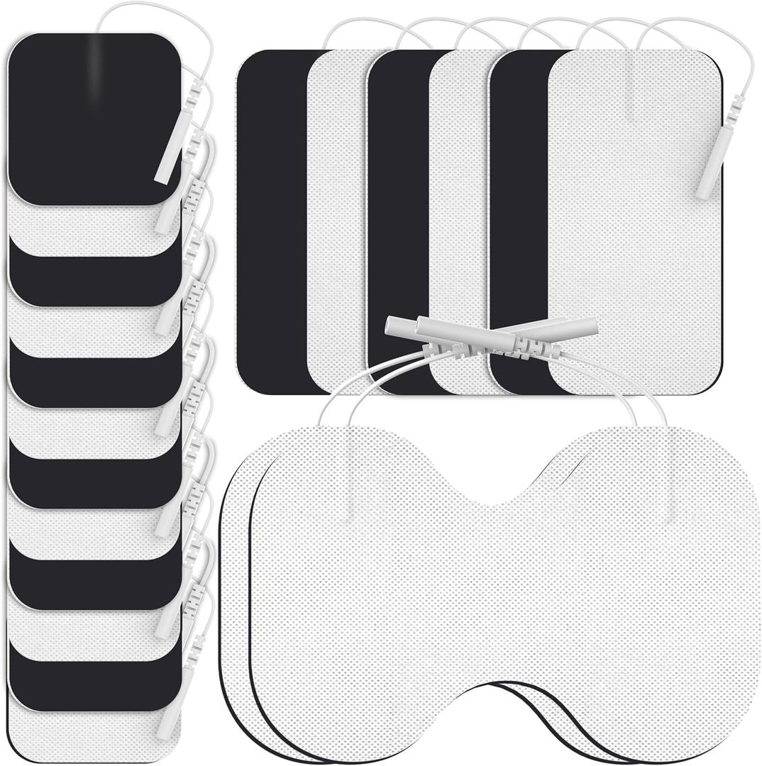DOMAS TENS Unit Electrode Pads (XL) - 4x6 Inch for Back Pain Relief- Compatible with TENS 7000 and Other 2mm Pin Units - Reusable & Latex-Free