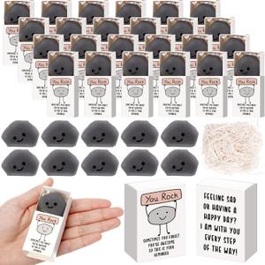 Wettarn 24 Sets You Rock Gifts Cute Stress Balls with Support Gift Boxes Inspirational Party Favors for Employee Coworker Friends Office Positive Relief Desk Decor