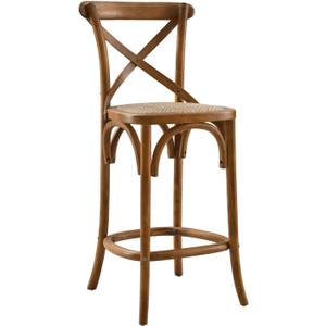 Modway Gear X-Back Wood Counter Stool in Walnut