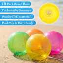 12 Pieces Solid Color Neon Beach Balls - 16 Inch Inflatable Balls, Colorful Clear Pool Ball Bulk for Summer Swimming Pool Game Supplies Theme Party Decorations