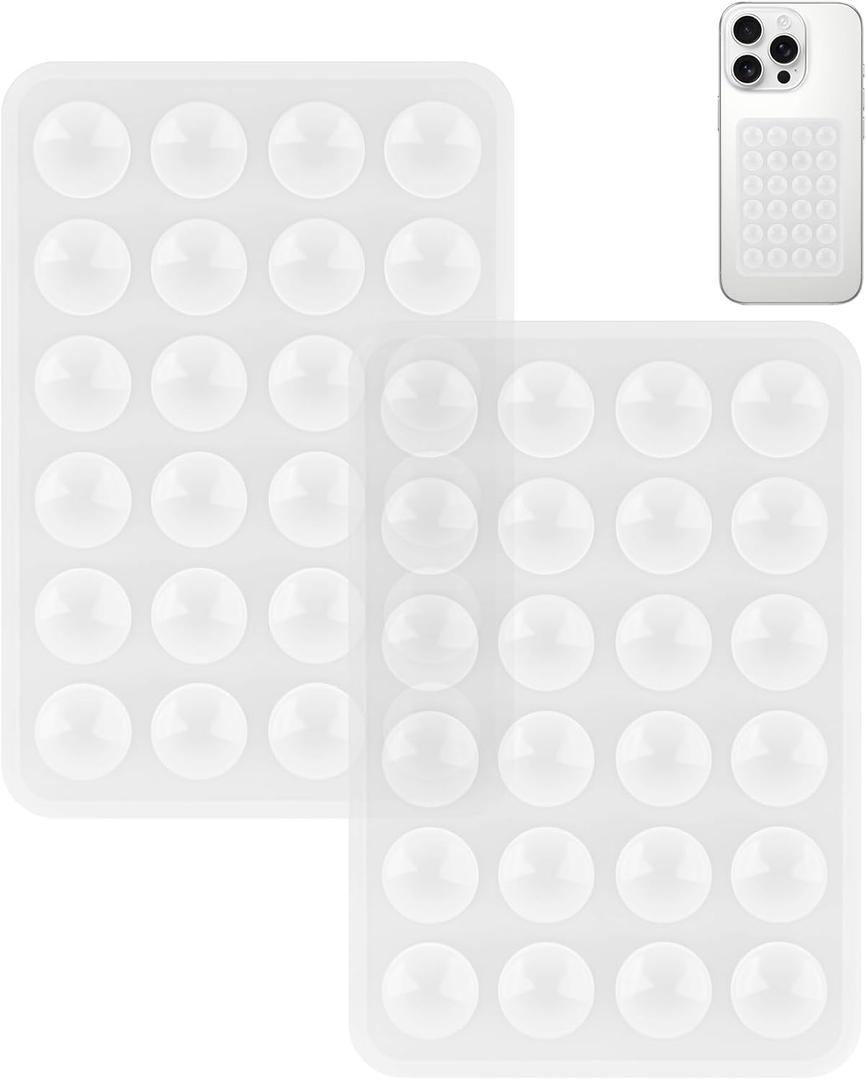 2 Pack Silicone Suction Phone Case Mount, Silicon Adhesive Smartphones Stand Sticky, Non Slip Suction Cup, Hands-Free Phone Accessories Holder for Selfies and Videos Translucent