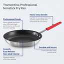 Tramontina Professional 12-Inch Non Stick Large Frying Pan, Heavy-Gauge Aluminum Skillet with Reinforced Nonstick Coating, Red Handle, Dishwasher and Oven Safe