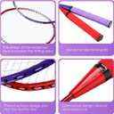 Meooeck 12 Pcs Badminton Rackets Set for Adults and Teenagers Badminton Set with 12 Pcs Nylon Shuttlecocks for Backyard Gym Beach Outdoor Games, Red, Purple and Blue, 26 x 8"