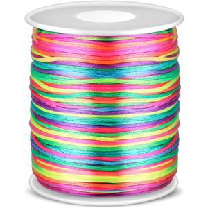 Anezus Rainbow Color Nylon Cord, Nylon Craft String, Silky Satin Rattail Cord Beading String for Braided Bracelets, Pendants Necklace, Macrame Keychains, Lanyards, Drawstring Bags, DIY Crafts, Sewing
