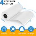 MFLABEL Wide Format Paper 24" x 150' Plotter Paper 4 Rolls CAD Bond Rolls 20lb 2"Core for CAD Printing on Wide Format Ink Jet Printers