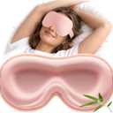 YFONG Sleep Mask for Lash Extensions, Bamboo Viscose & 100% Blackout Eye Mask for Sleeping Women Men, Soft 3D Contoured Zero Eye Pressure Blindfold for Travel, Breathable & Adjustable Eye Cover, Pink
