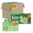Brainiac Applesauce Variety Pack Pouches, Apple & Apple-Cinnamon, Unsweetened Applesauce with Vitamin C, Omega-3s & Choline, 64 Count, 3.2 oz, BBD 11/08/2025