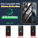 for iPhone 16 Pro Max Case Waterproof, Built-in Privacy Screen & HD Screen Double Front Frame [IP68 Underwater] Shockproof Dustproof Full Body Protection iPhone 16 Pro Max Phone Case (Black)