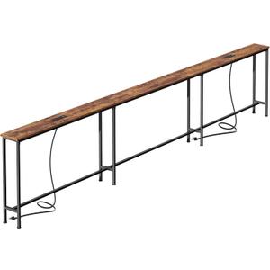 SUPERJARE 126 Inch Sofa Table with 2 Power Outlets and USB-C Ports | 5.9 Inch Narrow Console Table with Storage, Extra-Long, for Entryway Hallway Couch Behind Sofa, Small Spaces, Rustic Brown
