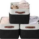 DECOMOMO Storage Baskets for Shelves - Fabric Closet Organizers and Storage Bins, Perfect Baskets for Organizing Closet Toys Nursery (Black and White, XL - 3 Pack) (Extra Large/3P - 16"x12.5"x10")