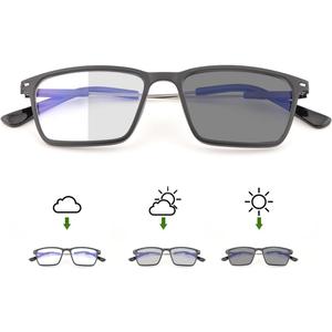 YIMI Blue Light Blocking Glasses Photochromic Gray Sunglasses for Men and Women Day Night Gaming TV Phones Computer Eyeglasses UV Protection Anti Glare Shade Lightweight Eyewear Full Frame Spectacles